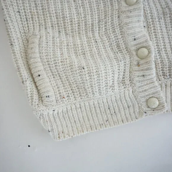 Vintage Newcomer Cream Chunky Knit 10% Wool Button Up Cardigan Sweater S - Picture 8 of 11